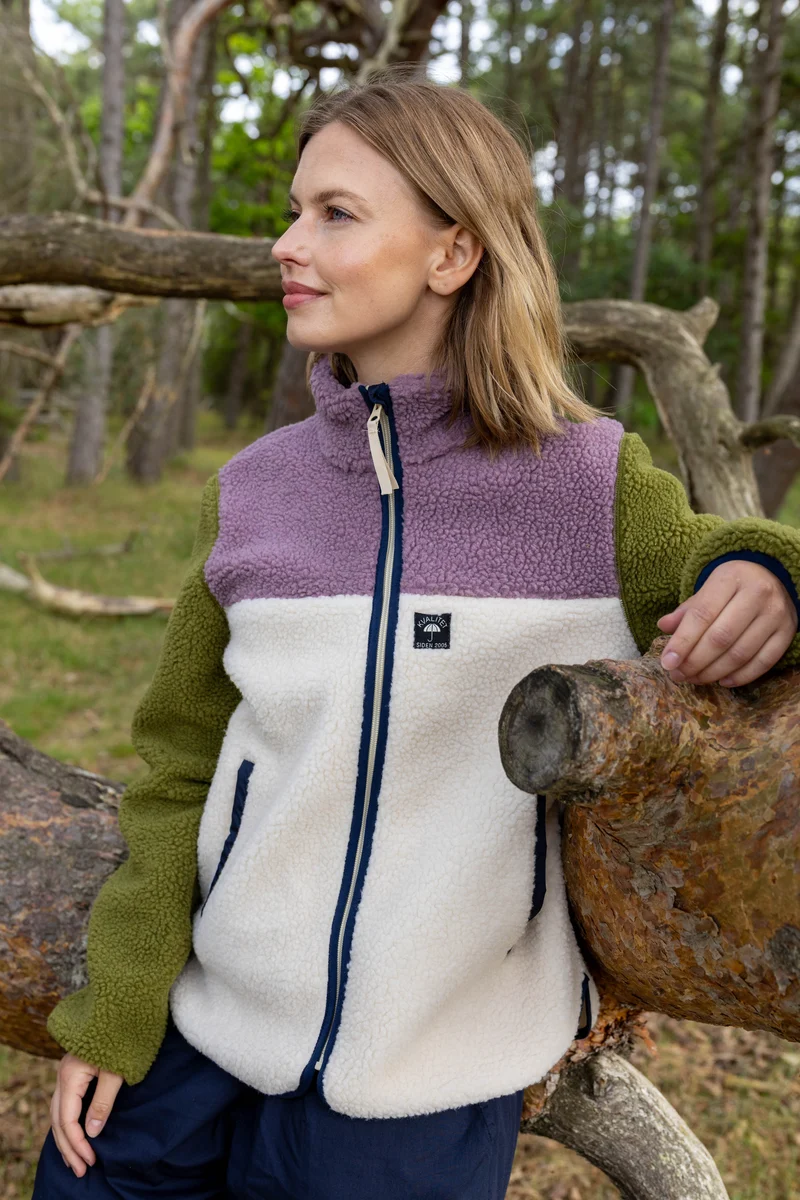 Danefae Danebirk Fleece Zip-Up Light Beige/Mauve/Olive