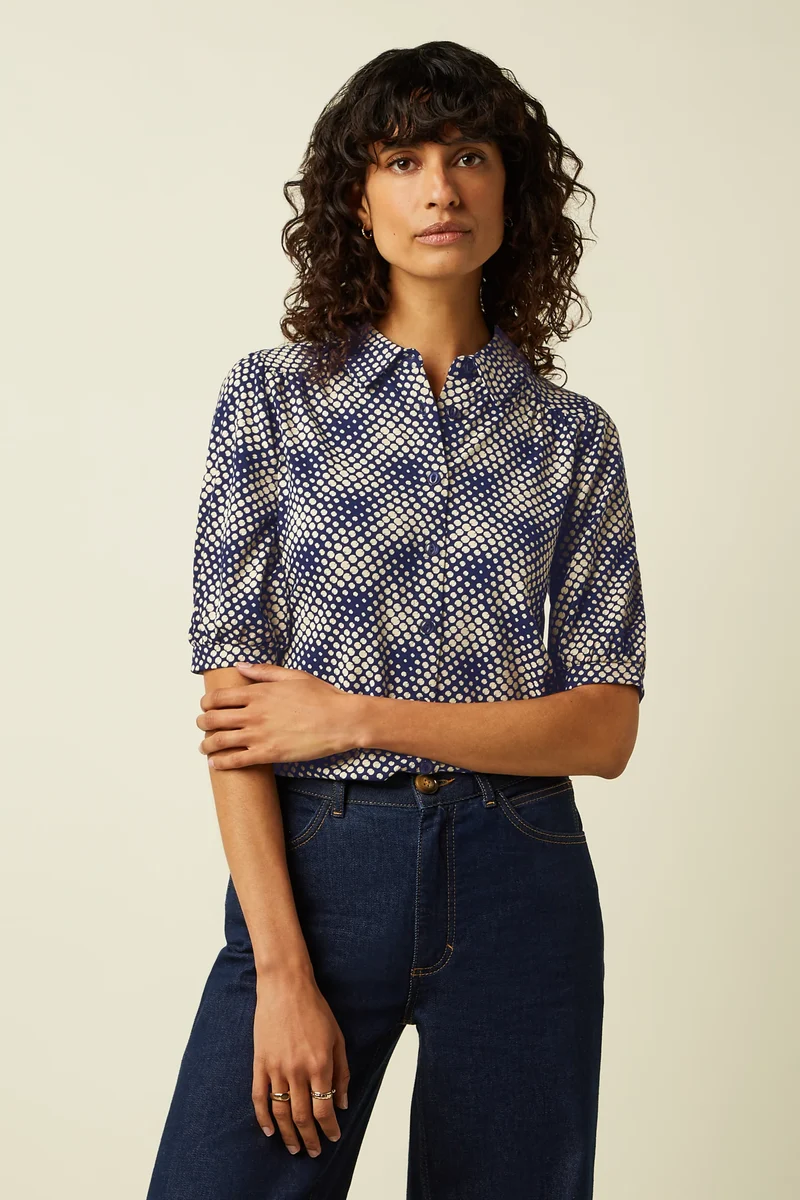 King Louie Carina Blouse Haven Beacon blue