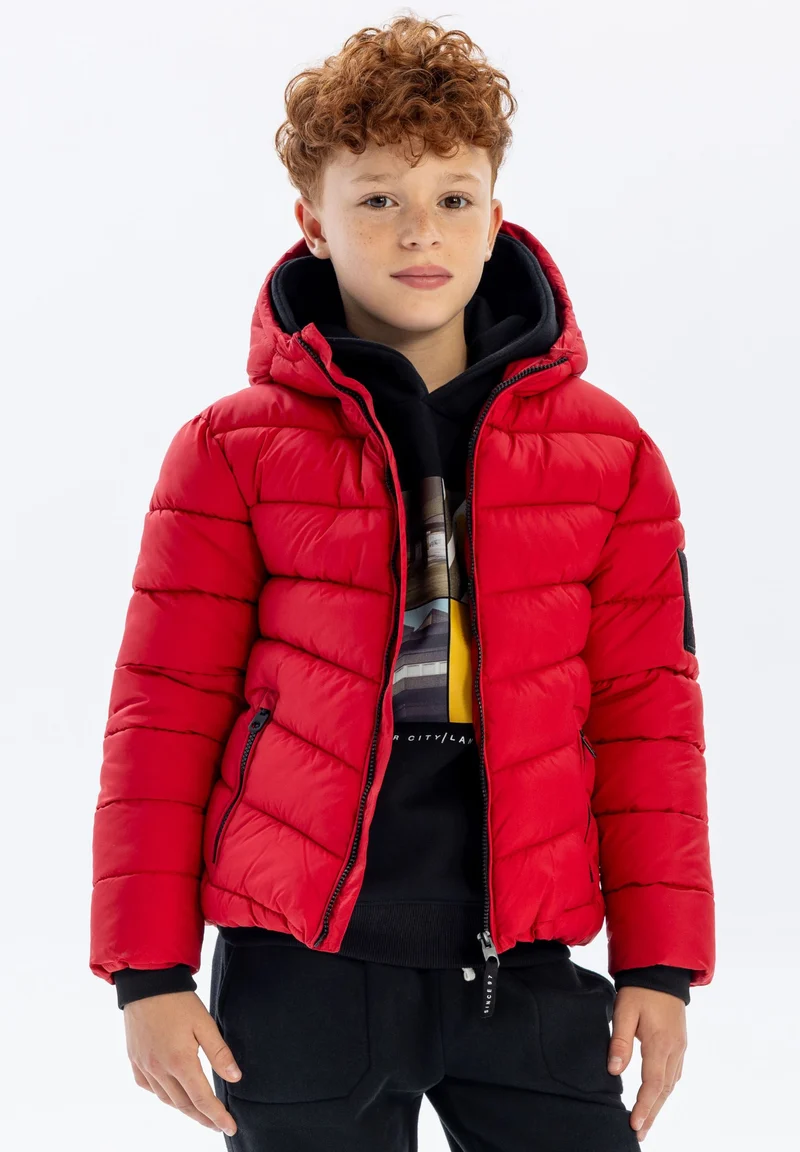 Boys' puffer jacket in red