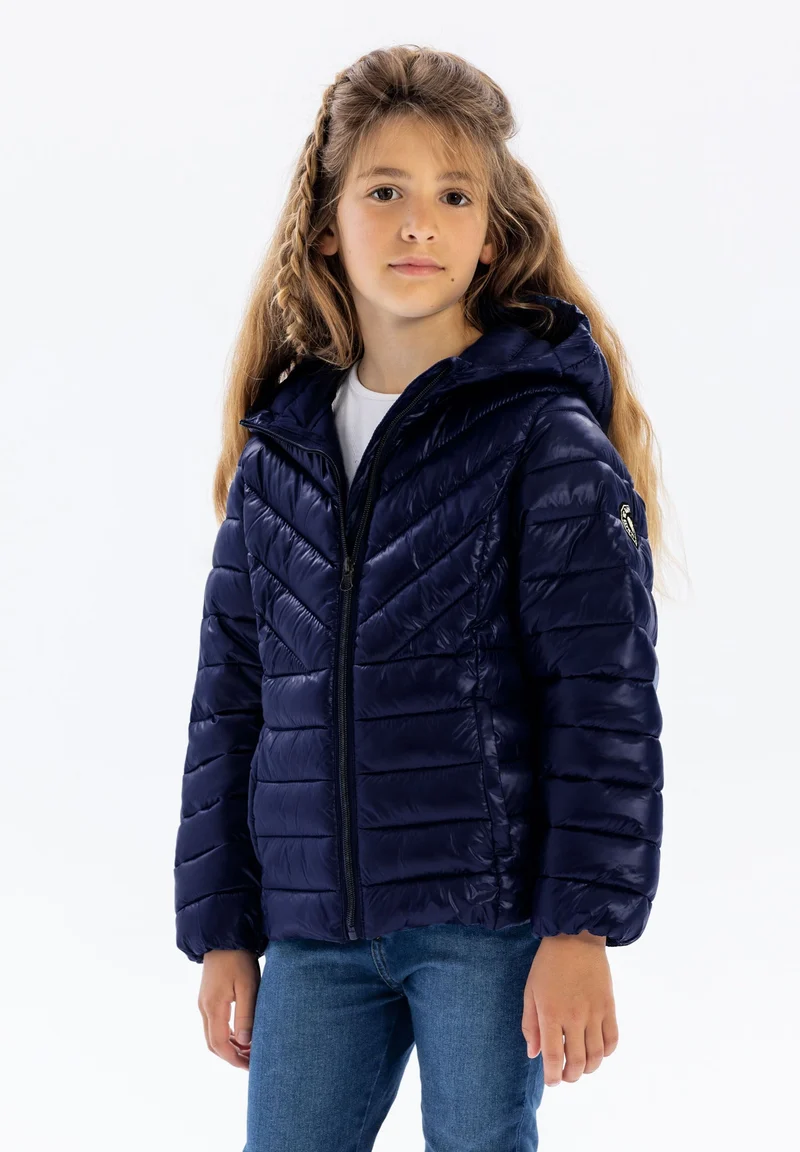 Girls' puffer jacket in navy