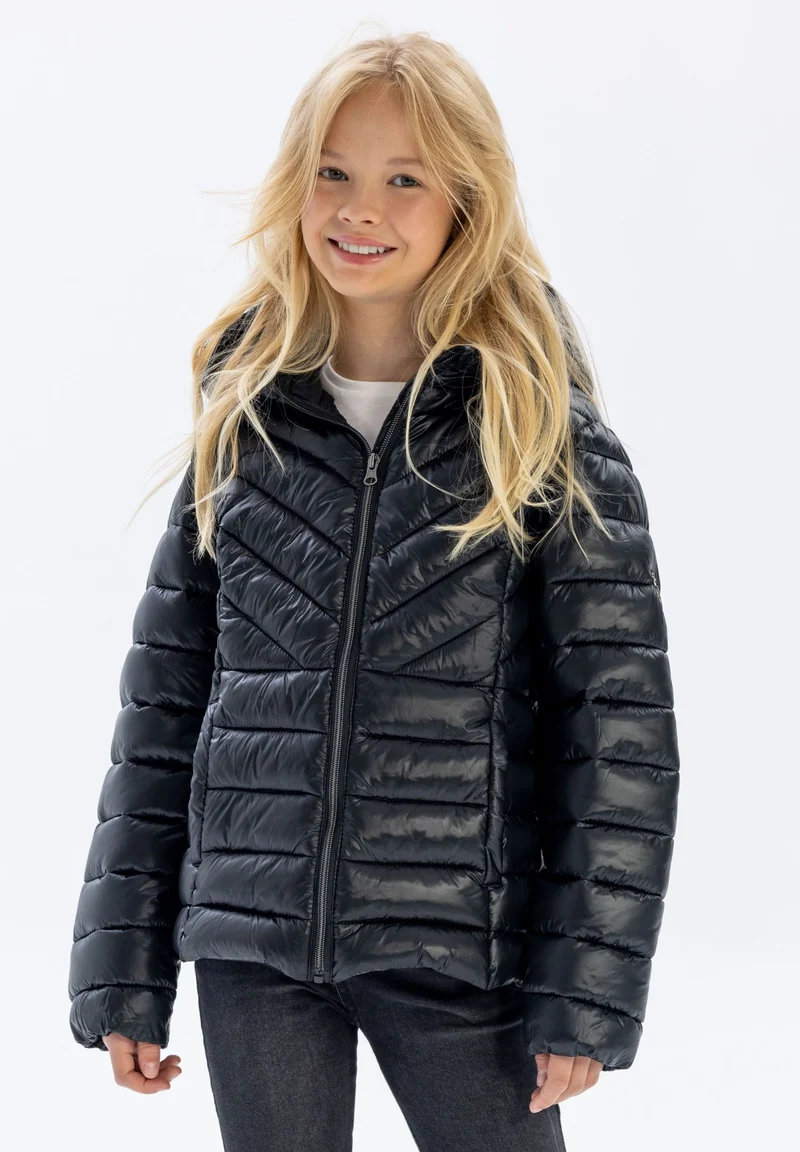 Girls' puffer jacket in black