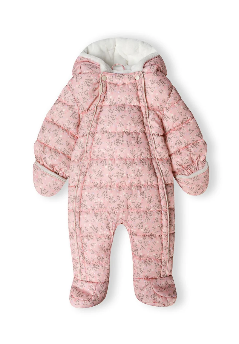 Baby padded pramsuit in pink