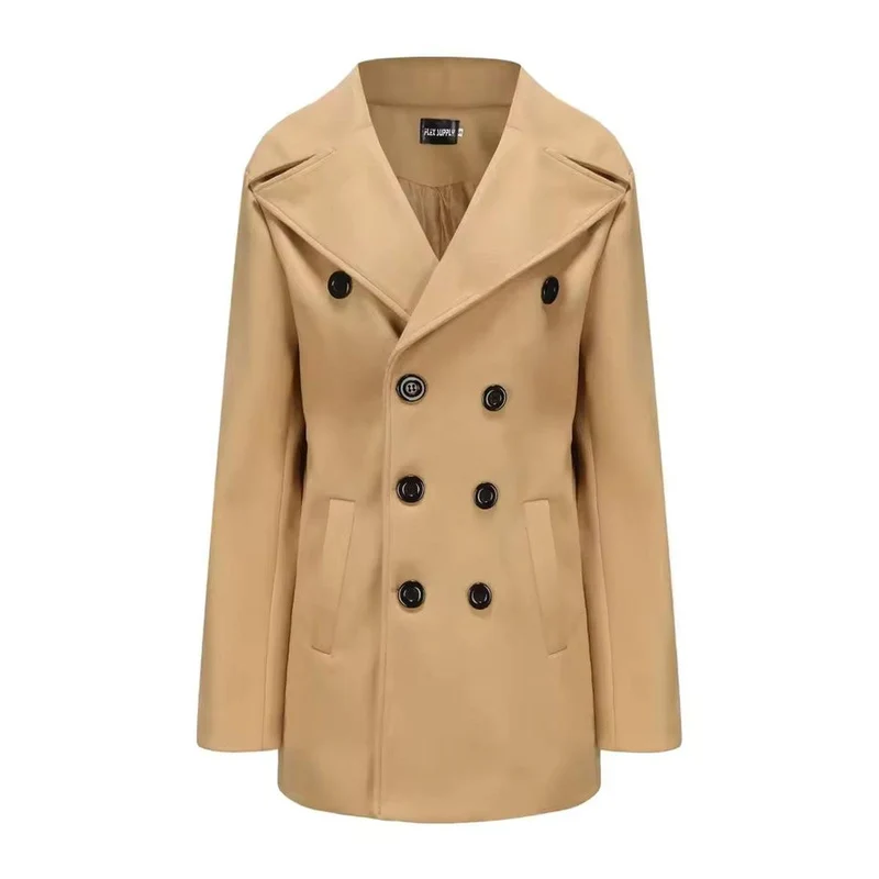 Heren Wolblend Double-Breasted Peacoat – Tijdloos & Elegant