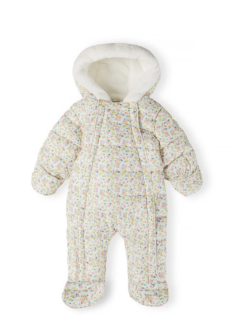 Baby padded pramsuit in cream