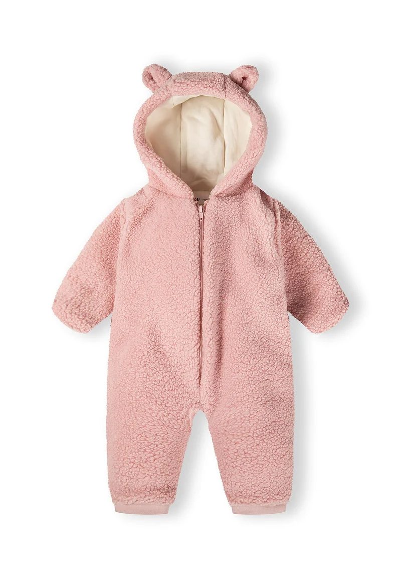 Baby teddy pramsuit in pink