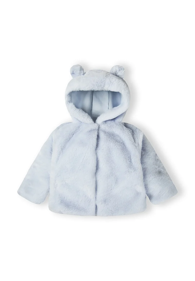 Boys' fluffy hooded jacket in light blue