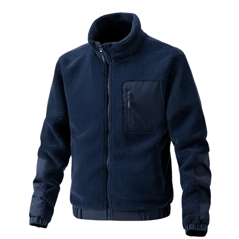 Heren Fleece Jas met Rits en Verstevigde Details – Warm & Duurzaam