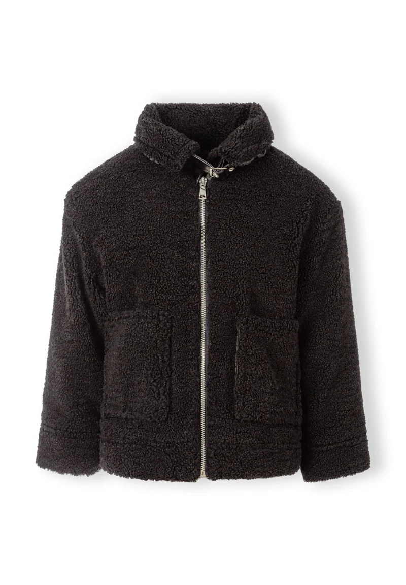 Girls' teddy jacket in black