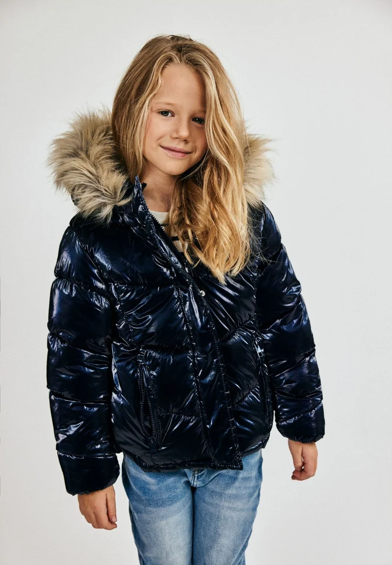 Girls' puffer jacket in navy