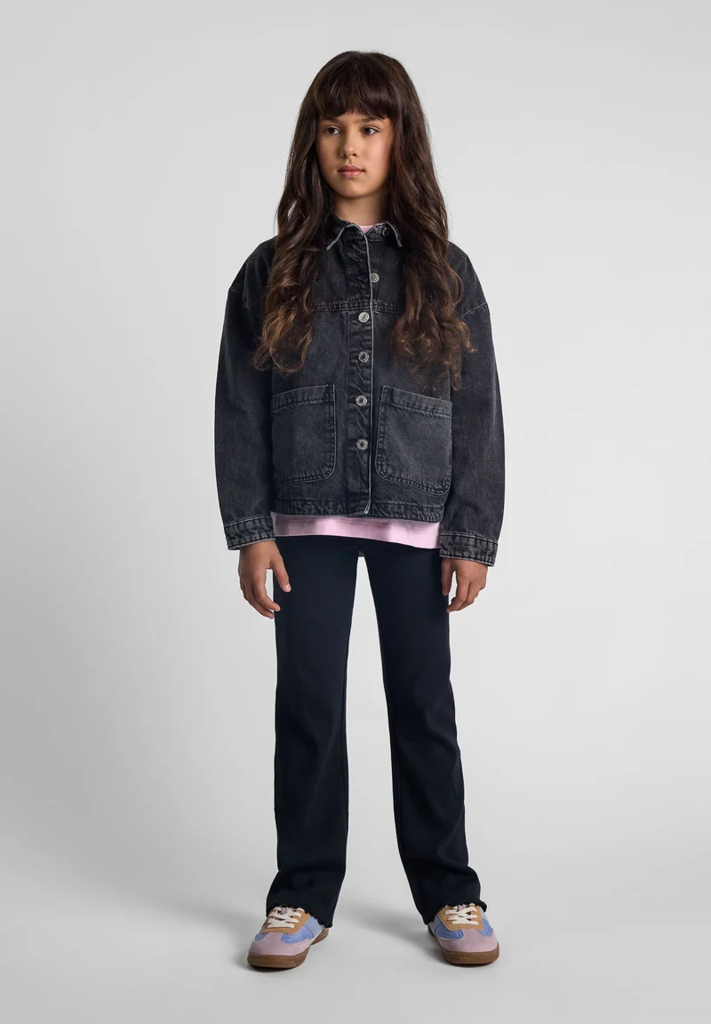 Girls' denim jacket in washed black