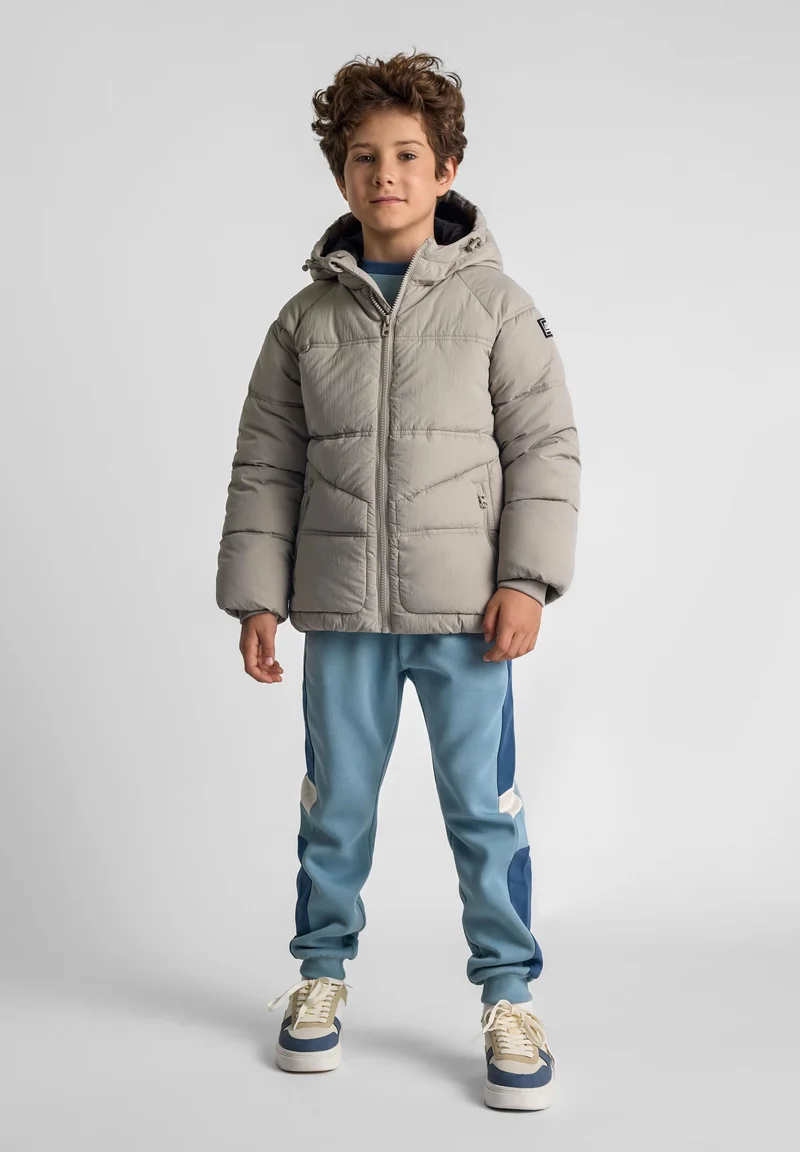 Boys' puffer jacket in stone