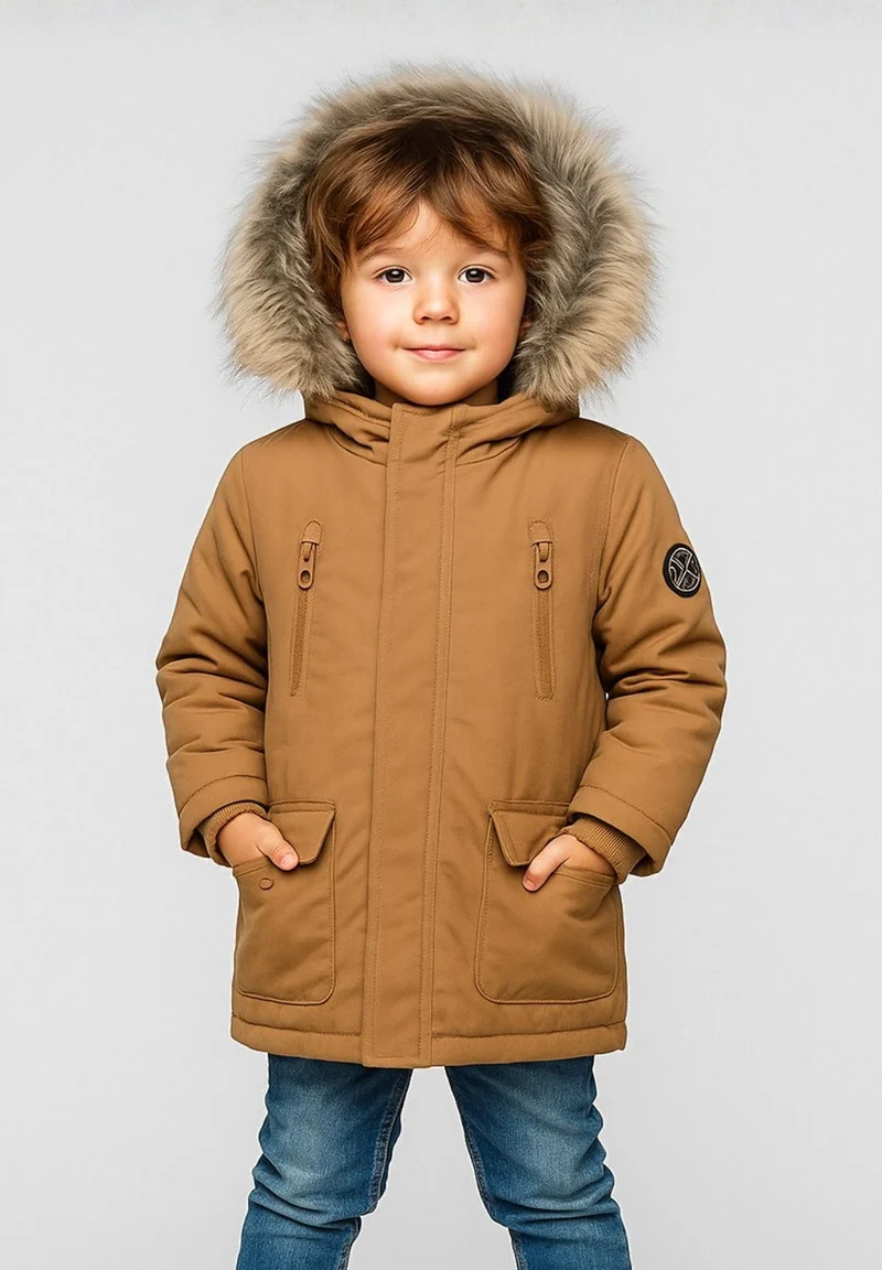 Boys' parka in camel