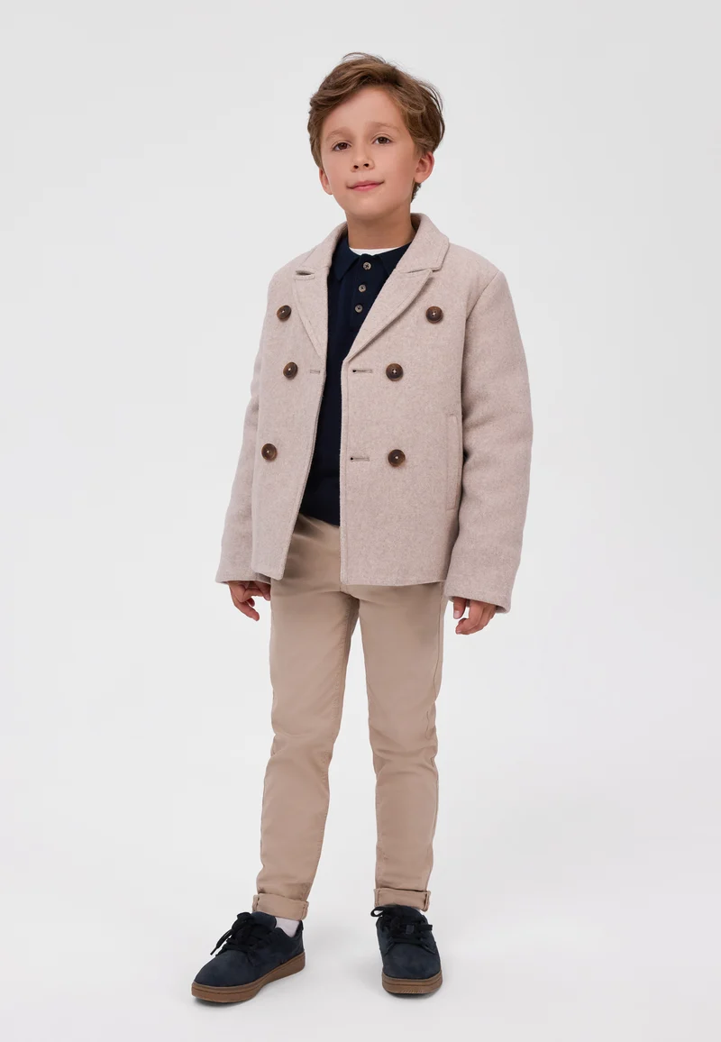 Boys' pea coat in beige