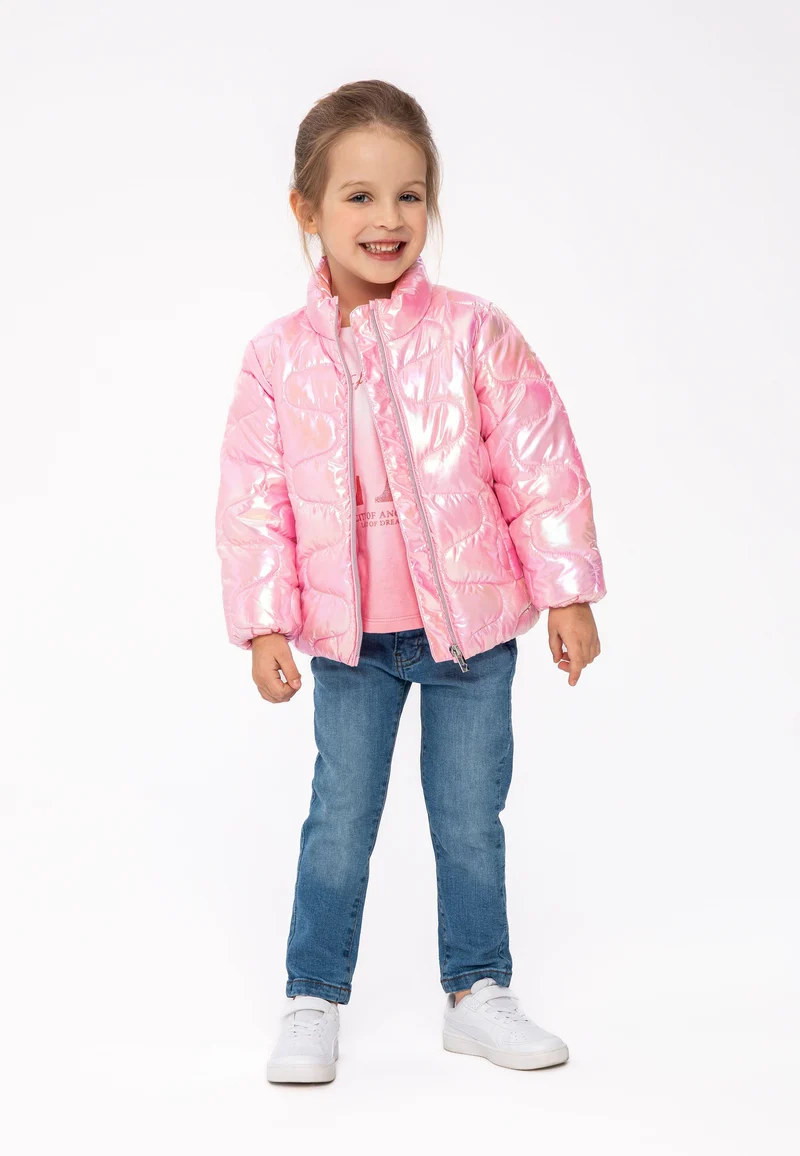Girls' quilted jacket in pink