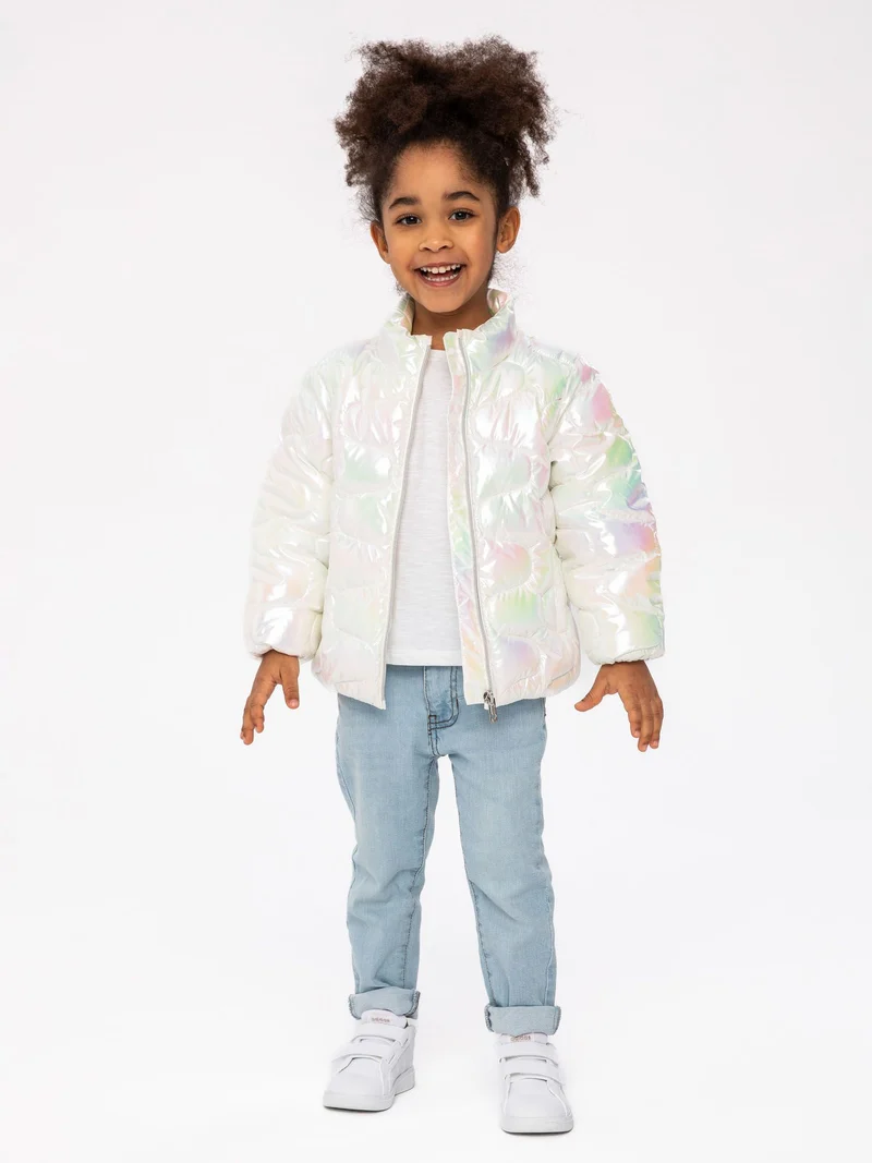 Girls' quilted jacket in white