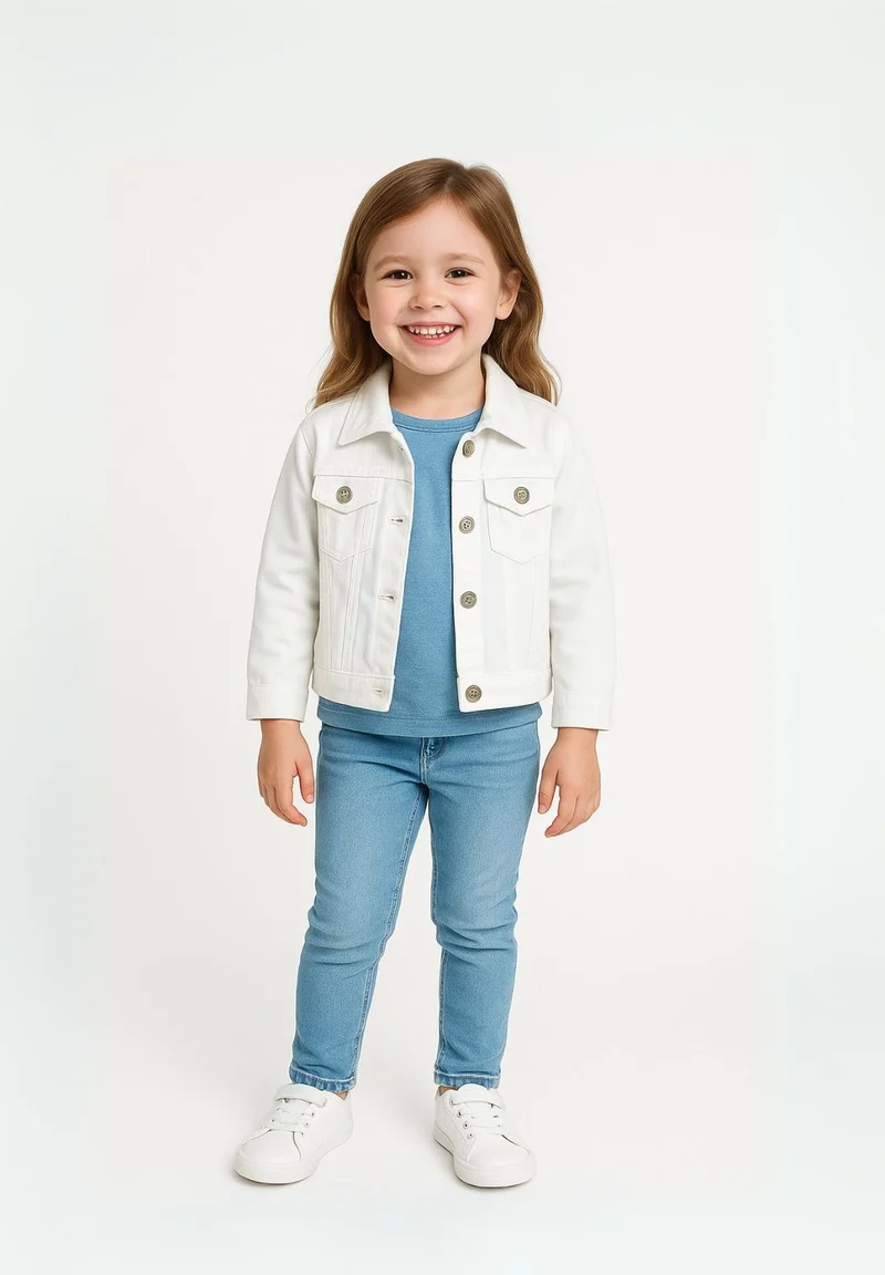 Girls' denim jacket in white