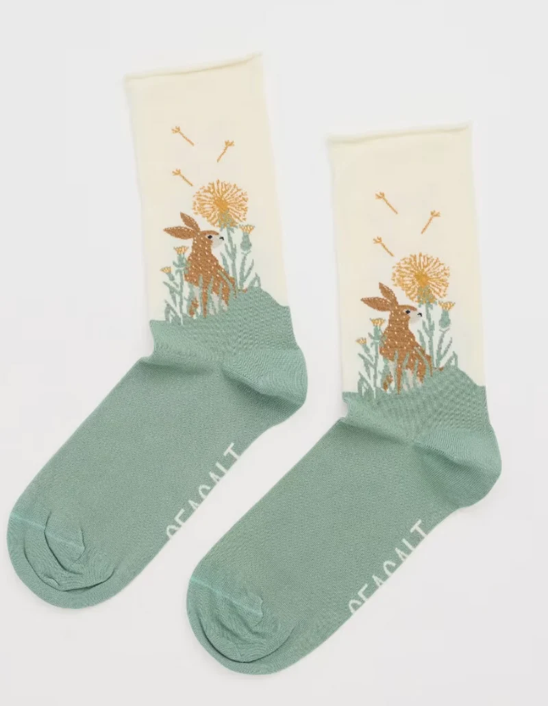 Seasalt Cornwall women's bamboo arty socks privet chalk nettle