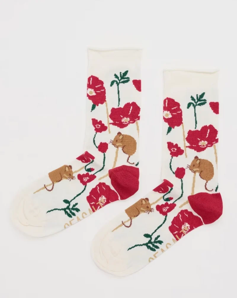 Seasalt Cornwall women's bamboo arty socks gathered grasses chalk