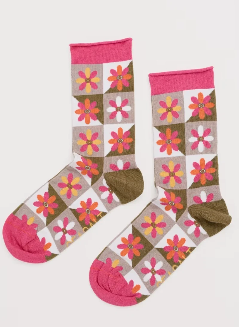Seasalt Cornwall women's arty socks floral patchwork tulip