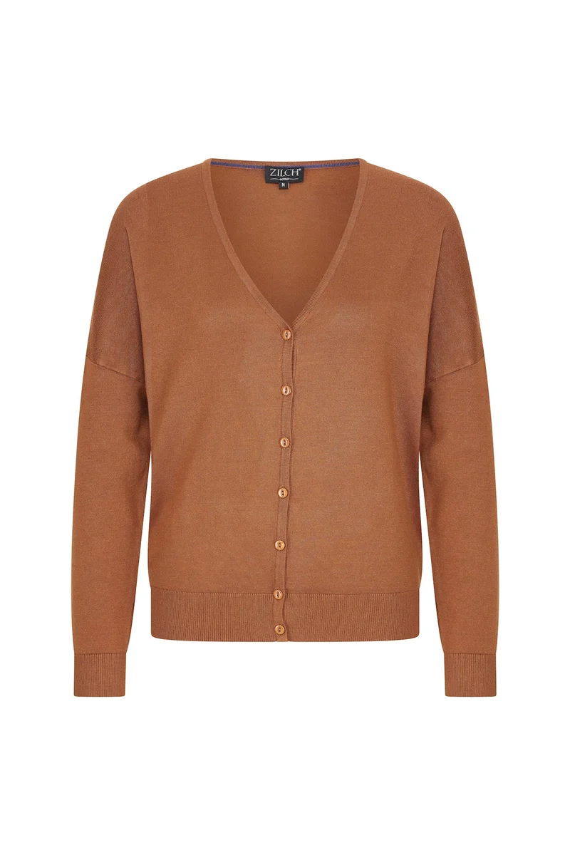 Zilch cardigan V neck wide marron