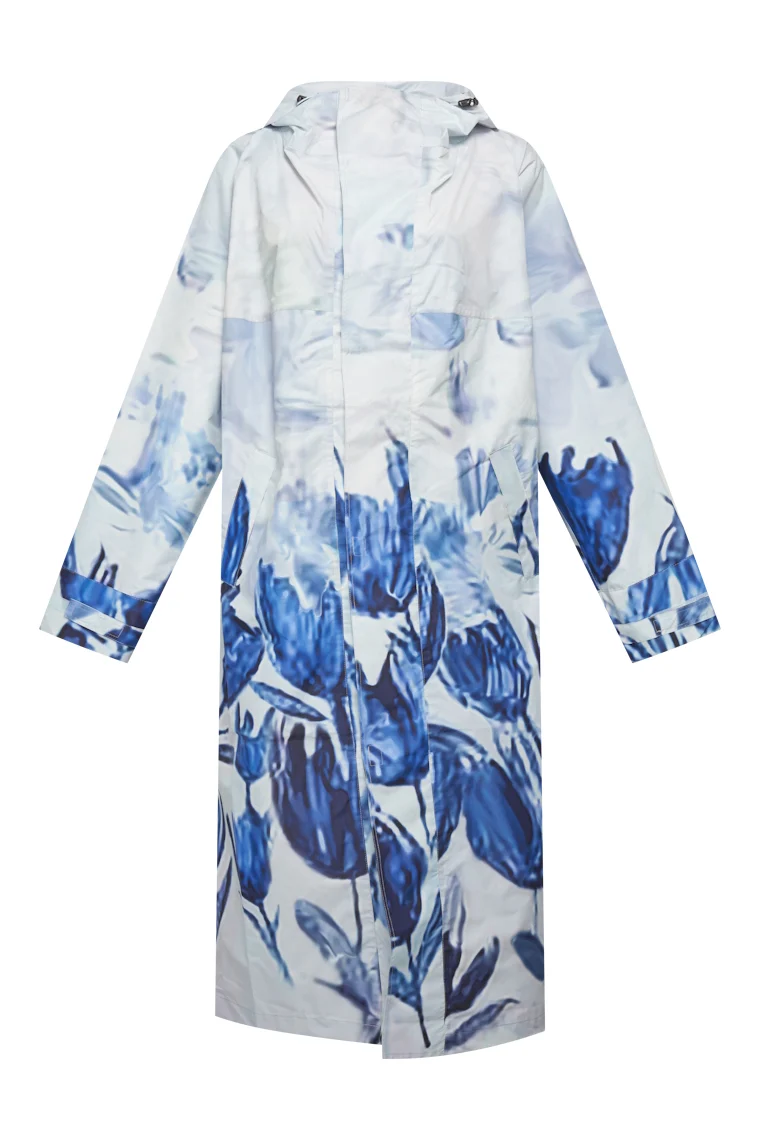 HeArt - Sunart lang Regenjas - Blauw tulpen-tussenjas bloem