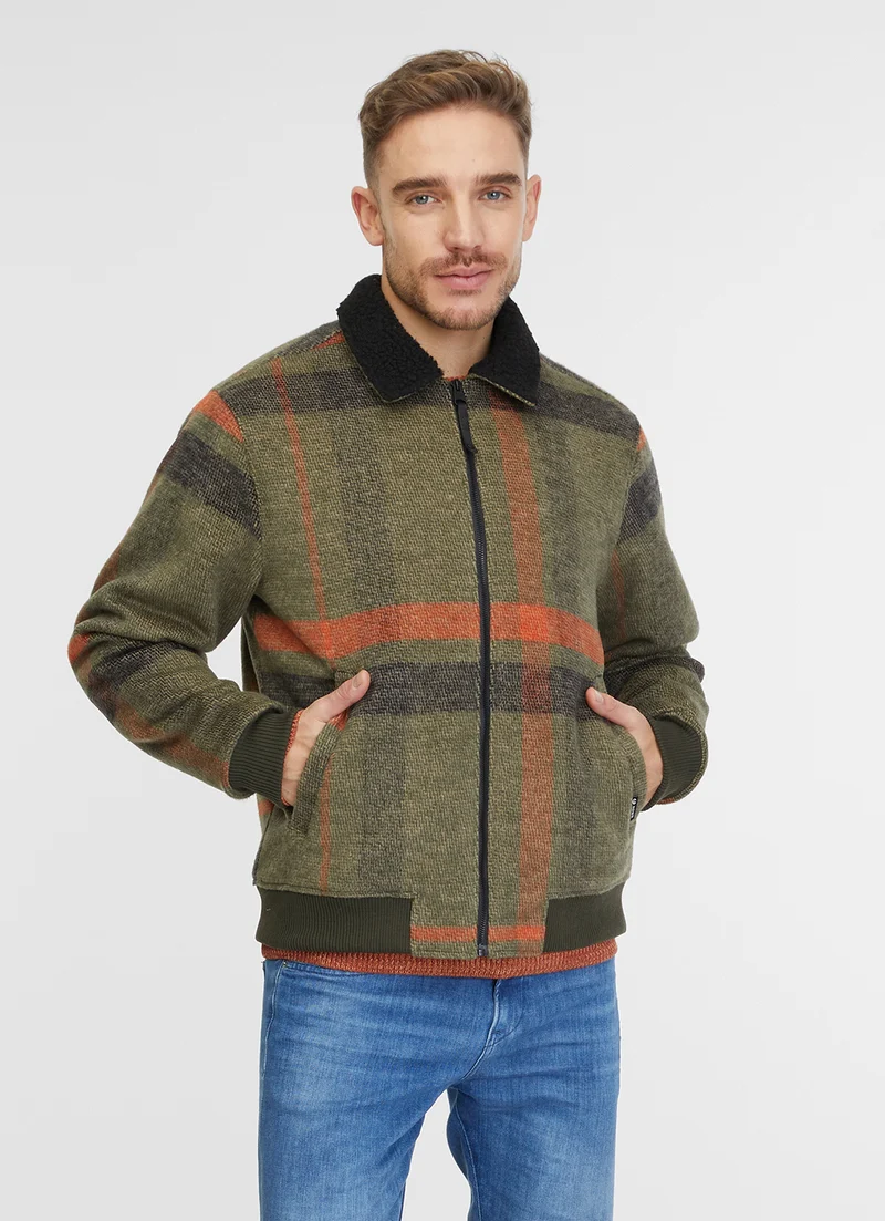 Ragwear sivval check jacket dark olive