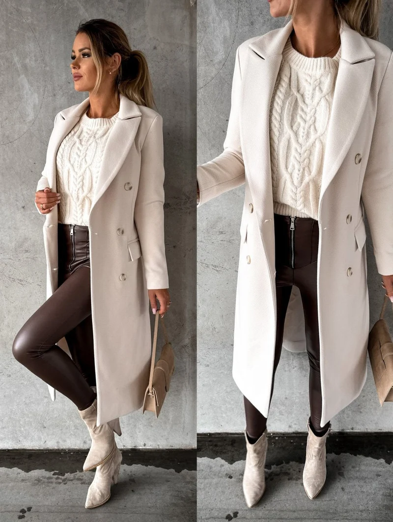 Dames Elegante Lange Tussenjas – Stijlvol & Comfortabel