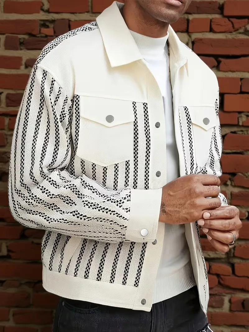 Heren Spijkerjas met Stijlvol Gestreepte Patroon – Smart-Casual Comfort