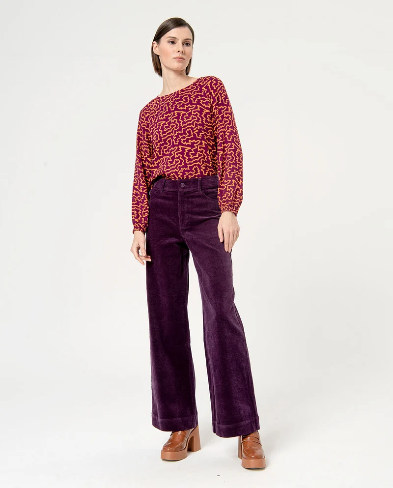 Surkana flare trousers 5 pockets purple