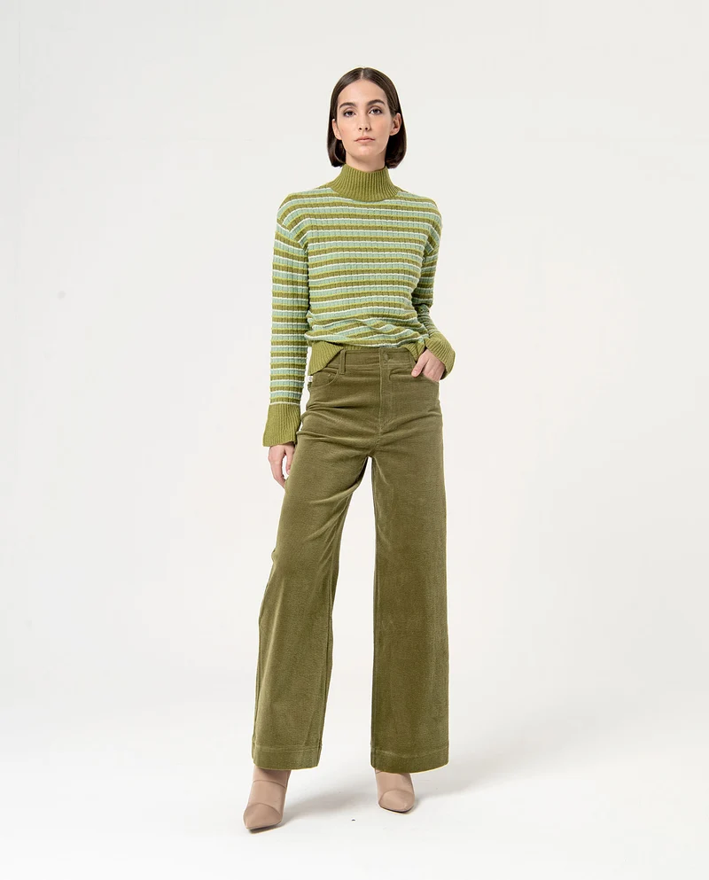 Surkana flare trousers 5 pockets green