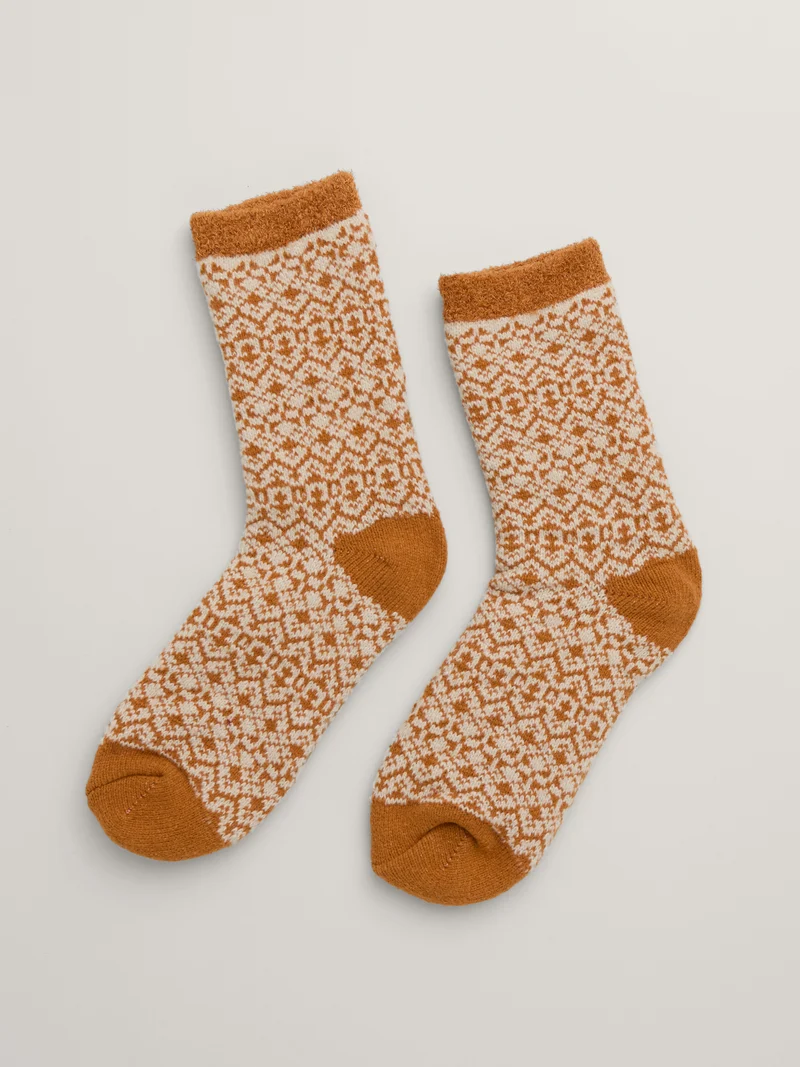 Seasalt Cornwall cabin socks frost point chanterelle aran