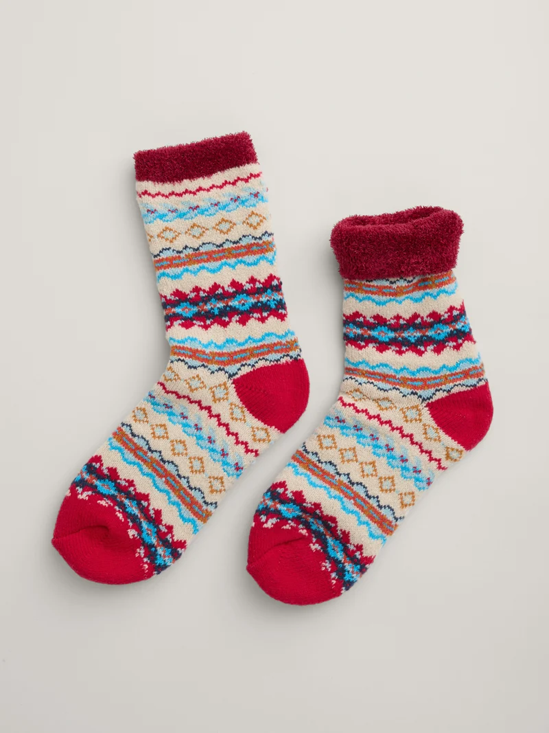 Seasalt Cornwall cabin socks harlyn crimson