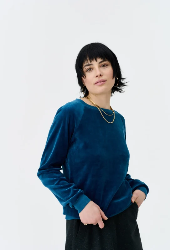 UVR Berlin sweatshirt Loraina velours petrol blue