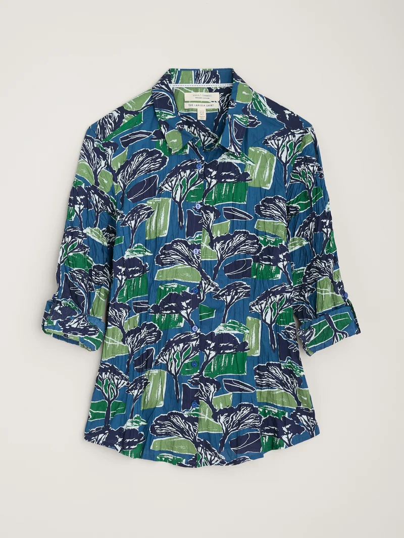 Seasalt Cornwall Larissa shirt sketchbook trees sea cave