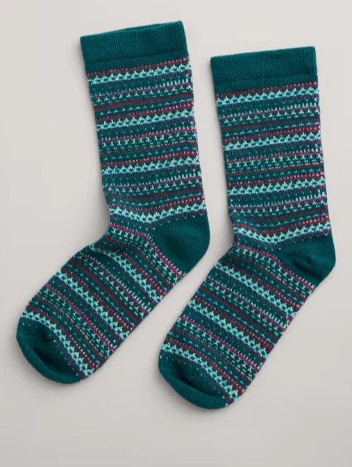 Seasalt Cornwall fair isle socks sea glass shallows mix