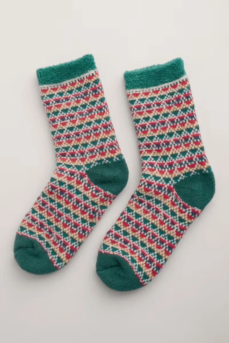 Seasalt Cornwall cabin socks hemmick dark jade
