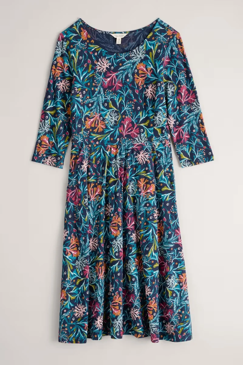 Seasalt Cornwall April dress seaweed bloom maritime