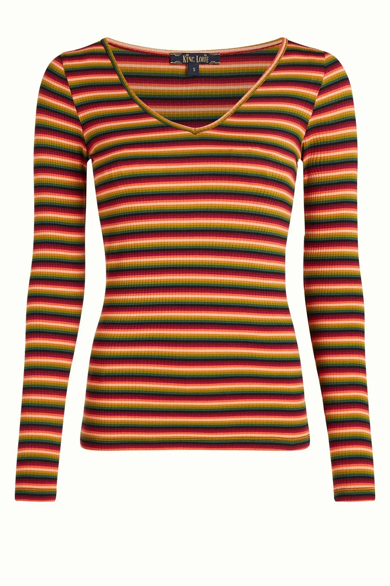 King Louie carice V top mimmi stripe cabernet red