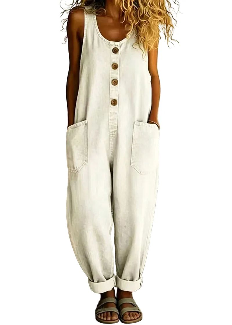 Dames Denim Style Jumpsuit Oversized Vintage Stijl