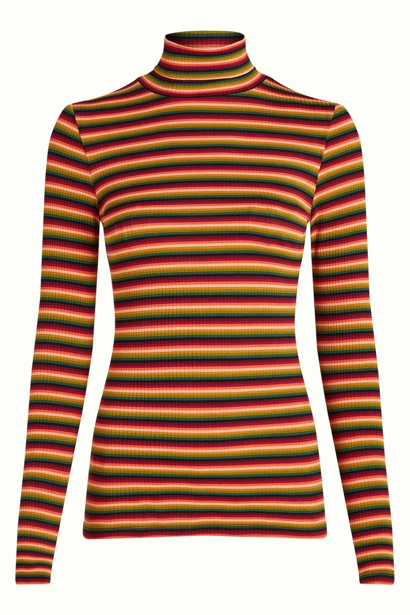 King Louie rollneck top mimmi stripe cabernet red