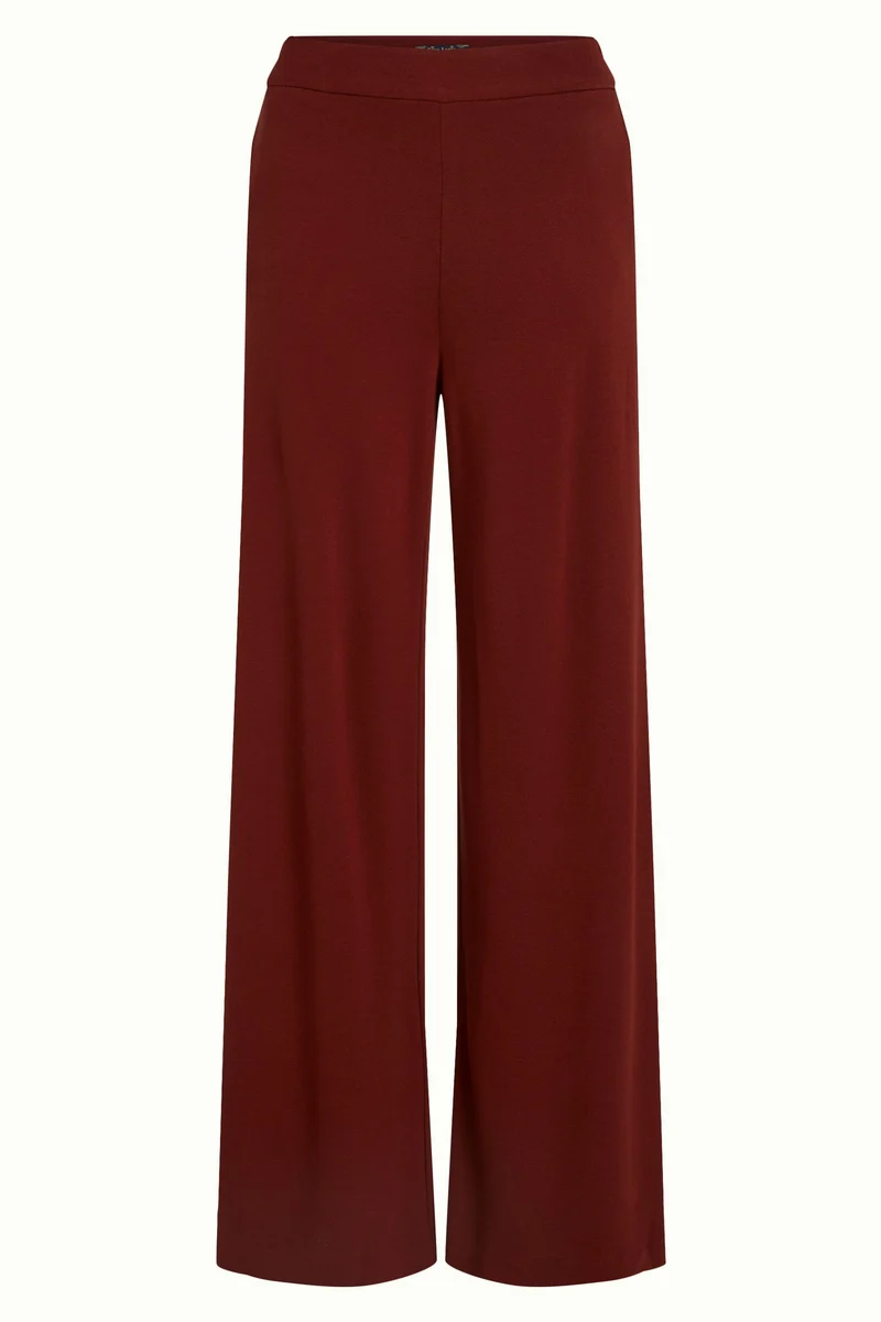 King Louie border palazzo pants milano crepe sandelwood brown