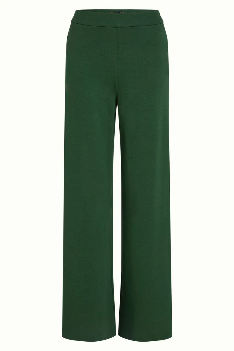 King Louie border palazzo pants milano crepe forest green