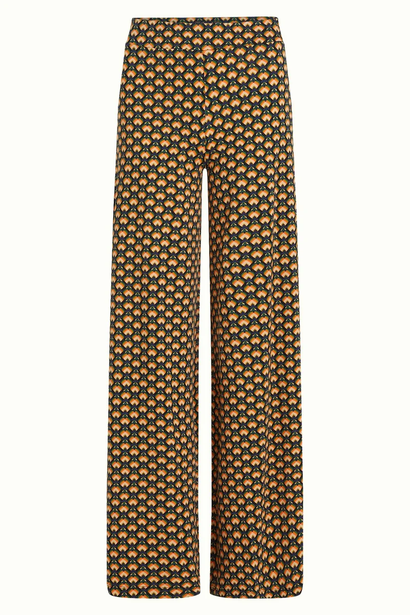 King Louie border palazzo pants valet streeple blue