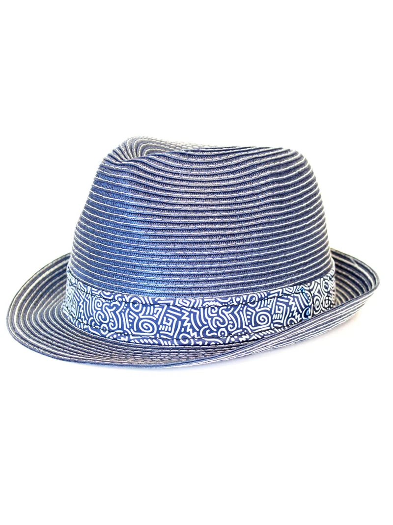 A Fish Named Fred Hat Navy Paper Tribal Navy Blue