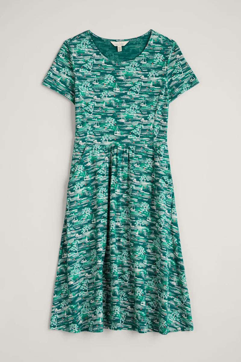 Seasalt Cornwall April dress regular helford boats dark wreckage