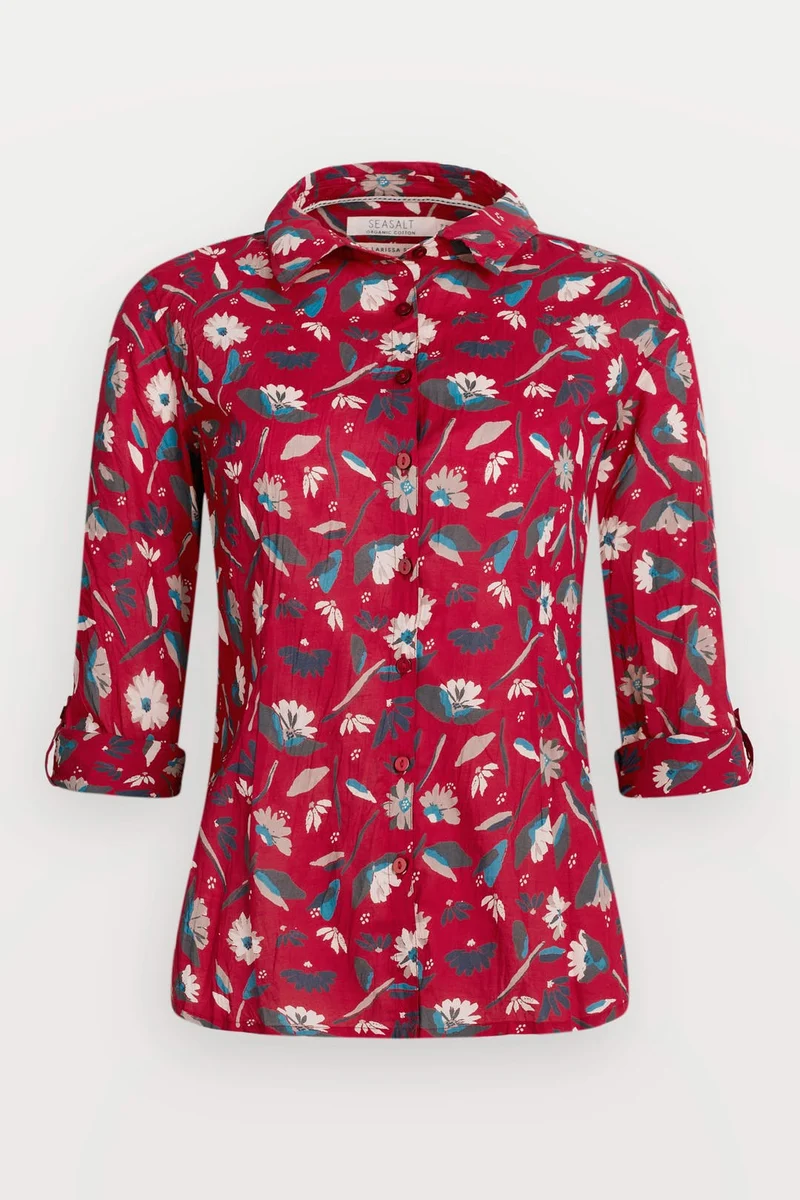 Kreukelblouse van biologisch katoen | Seasalt Cornwall larissa shirt torn medley fireglow