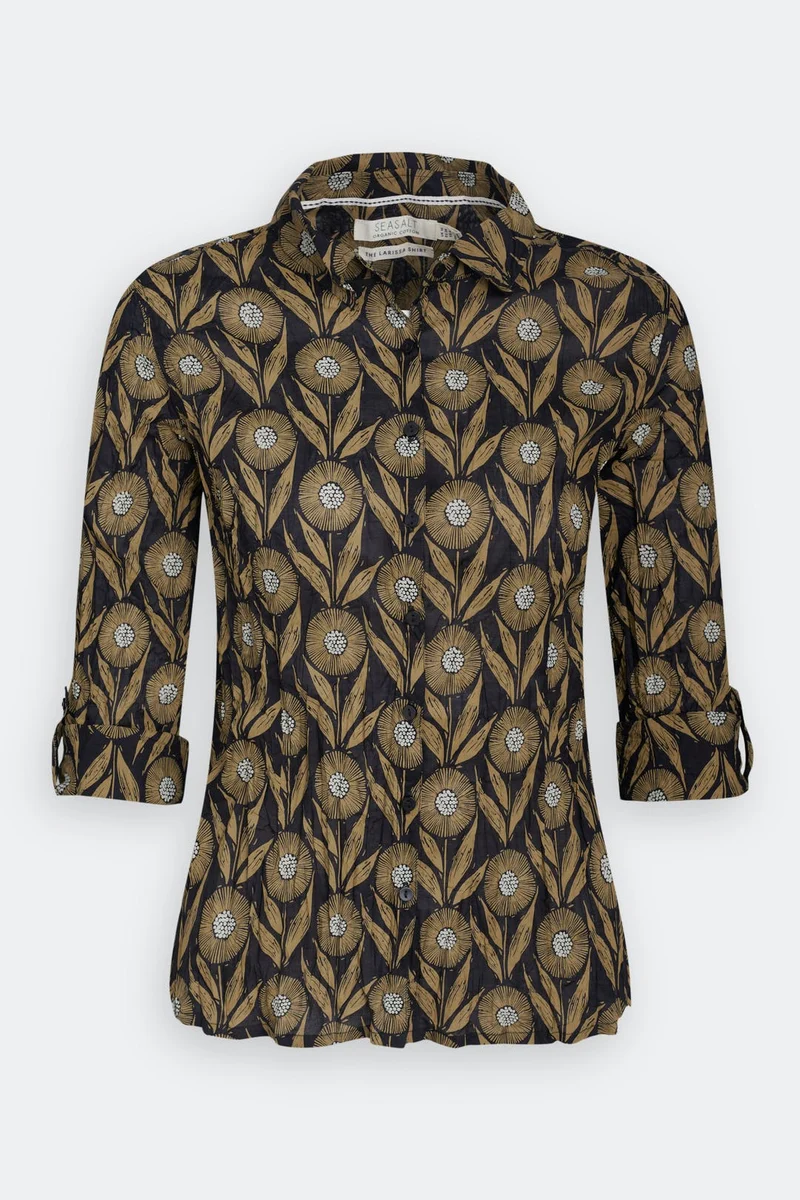 Blouse van biologisch katoen | Seasalt Cornwall Larissa shirt textured flower head fern moss
