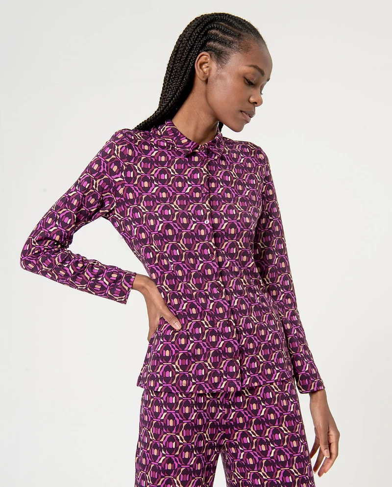 Surkana fitted shirt long sleeves purple