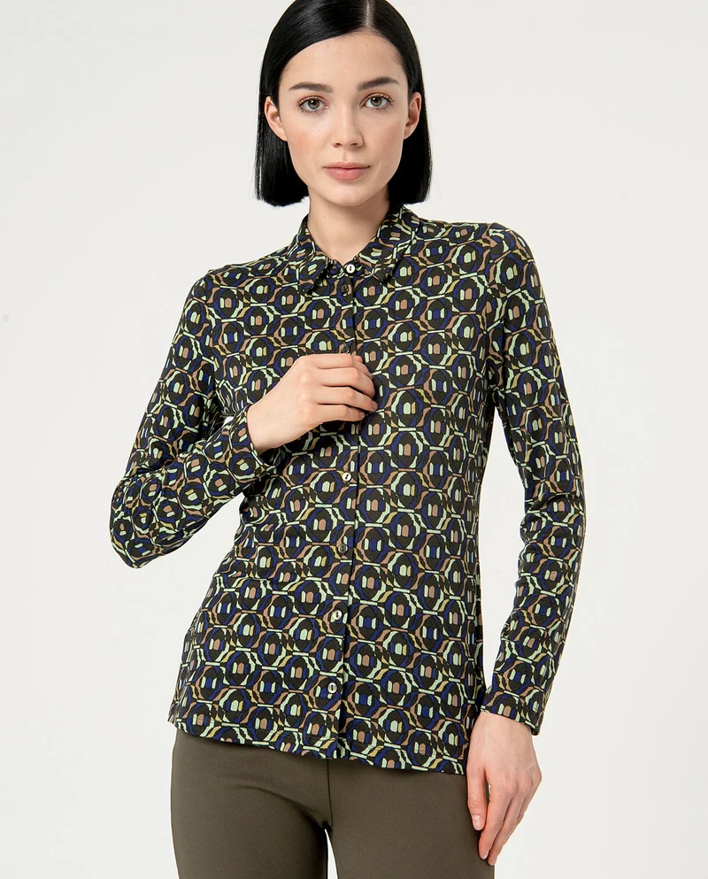 Surkana fitted shirt long sleeves green