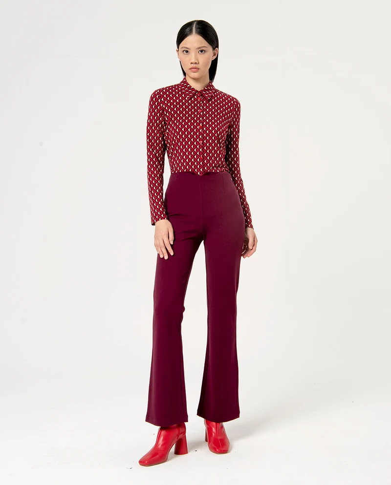 Surkana flare trousers knitted blunt knit purple